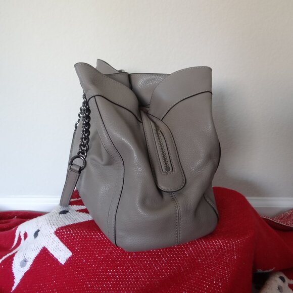 Coach Grey Leather Turnlock Edie Shoulder Bag - Picture 2 of 5